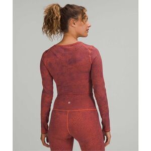 Lululemon Wunder Train Cropped Long Sleeve Shirt Crackle Glaze Vintage Orange La
